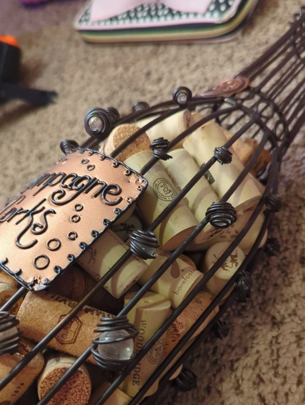 Decorative Champagne Cork Bottle Wire Cage - Bronze & Black
